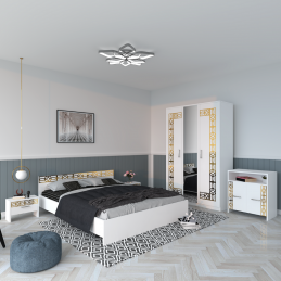 Dormitor Eva Alb Cu Oglindă...