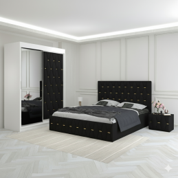 Dormitor Eric Negru Tapitat...