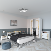 Dormitor Eva – Eleganță cu Detalii Aurii și Argintii